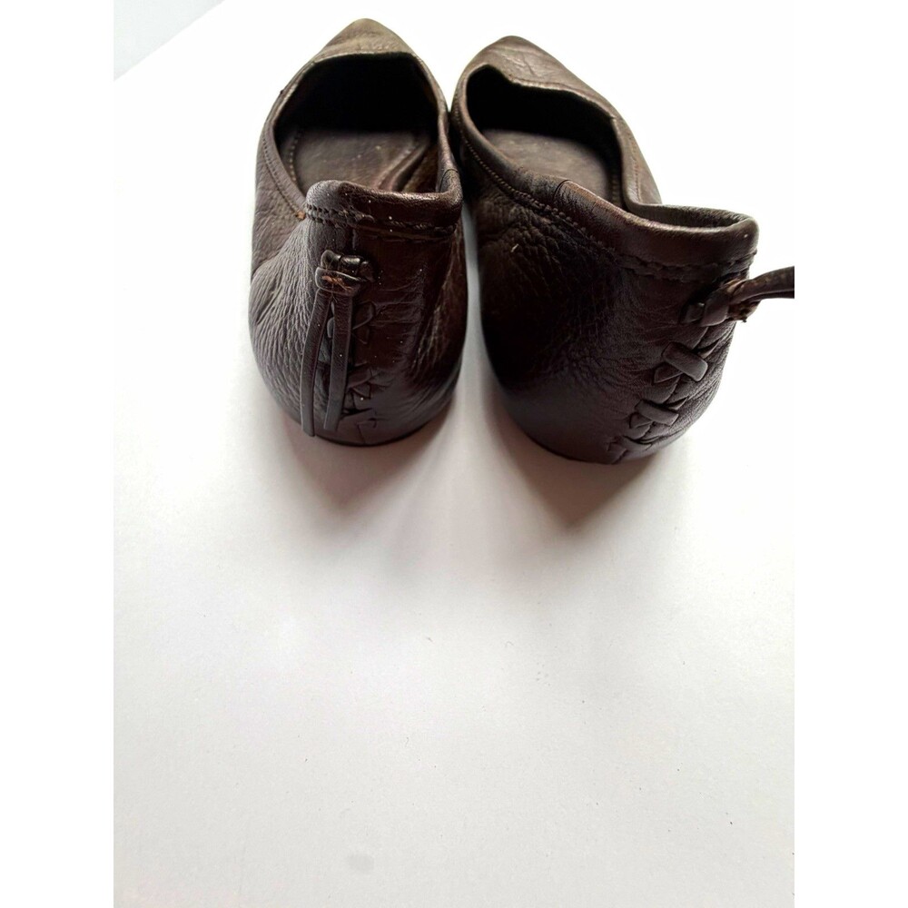 FRYE Women’s Brown Leather Ballet Flat Almond Toe Zip Back Comfort US 7